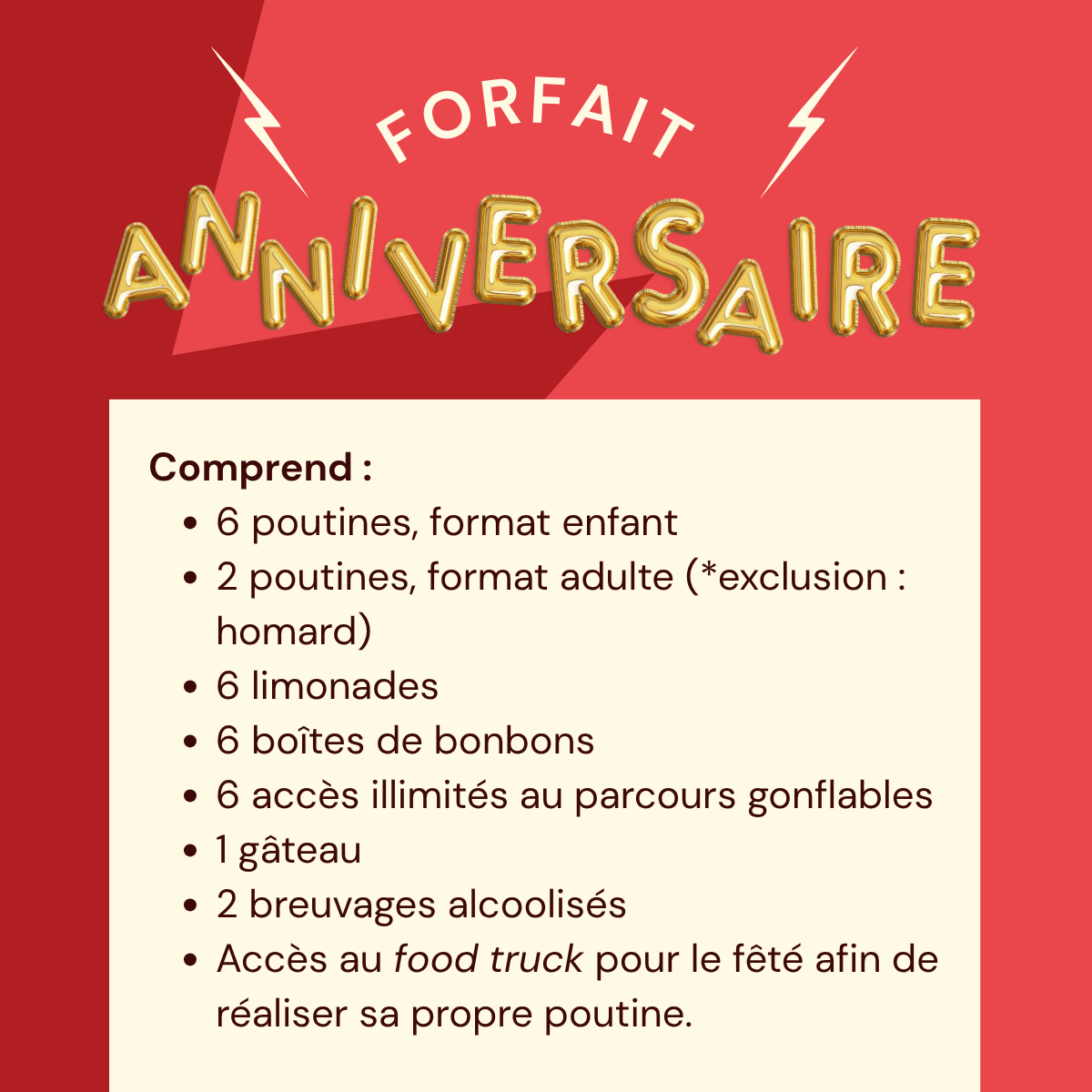 Forfait anniversaire | Fêtes d'enfant
